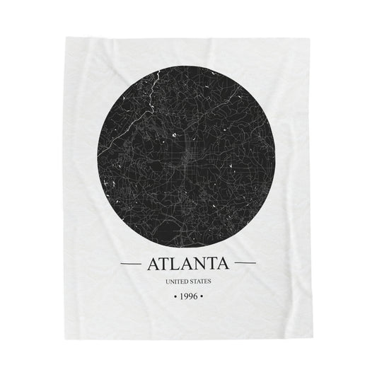 Atlanta, United States 1996 Olympic Host City Map Velveteen Plush Blanket