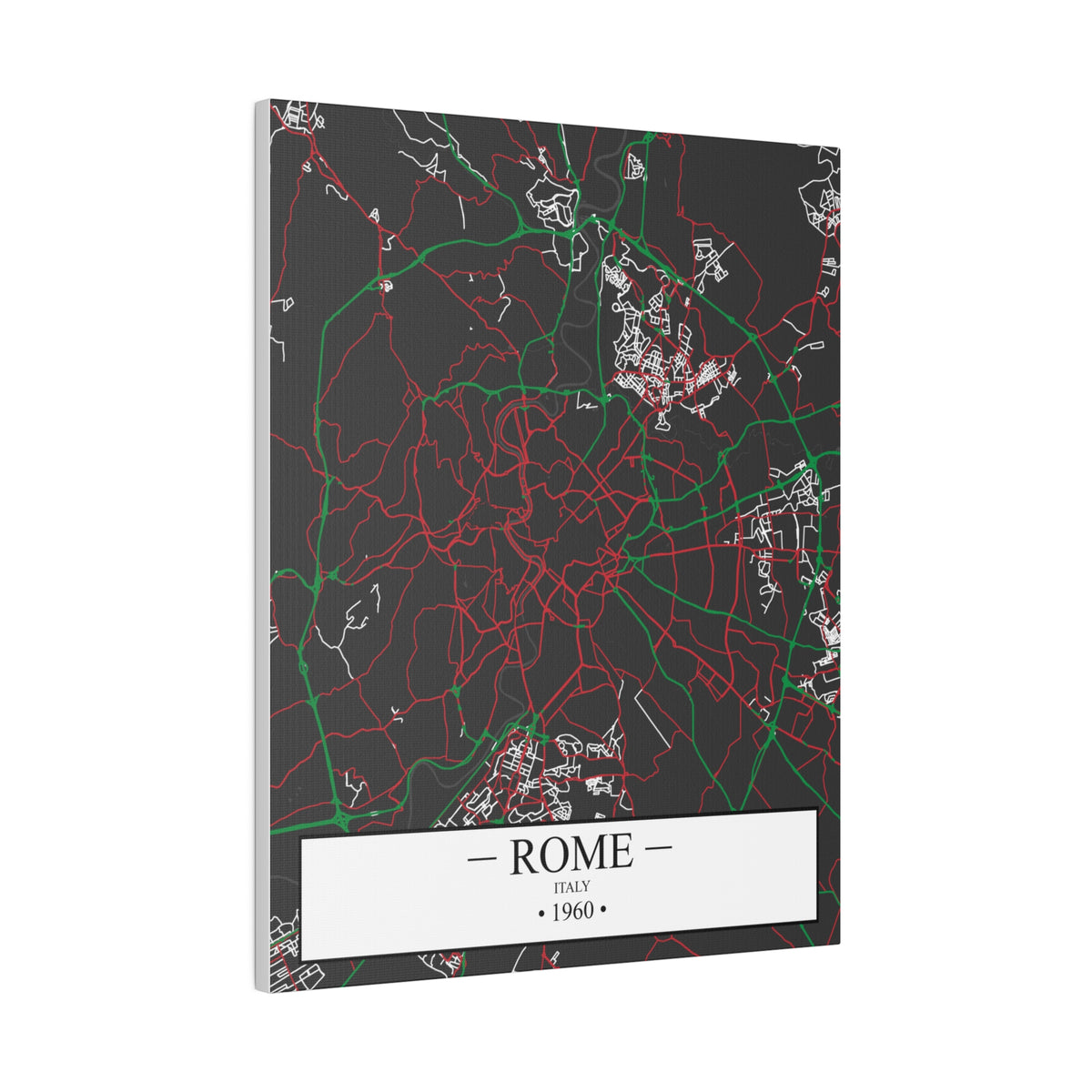 Rome, Italy 1960, Color Map, Matte Canvas, Stretched, 0.75"