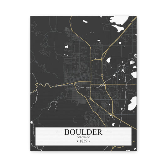 Boulder, Colorado 1871 Founders City Map, Matte Canvas Print (Stretched, 1.25")