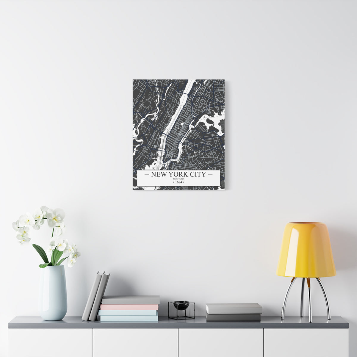 New York City, New York 1624 Founders City Map, Matte Canvas Print (Stretched, 1.25")