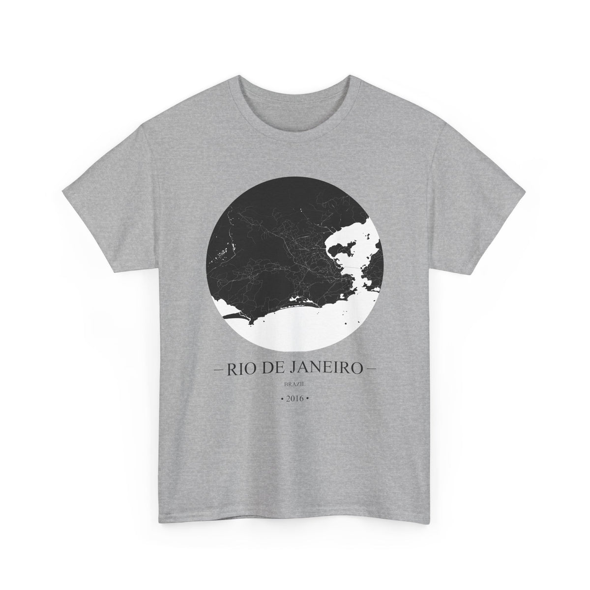 Rio de Janeiro, Brazil 2016 Olympic Host City Map Unisex Heavy Cotton Tee
