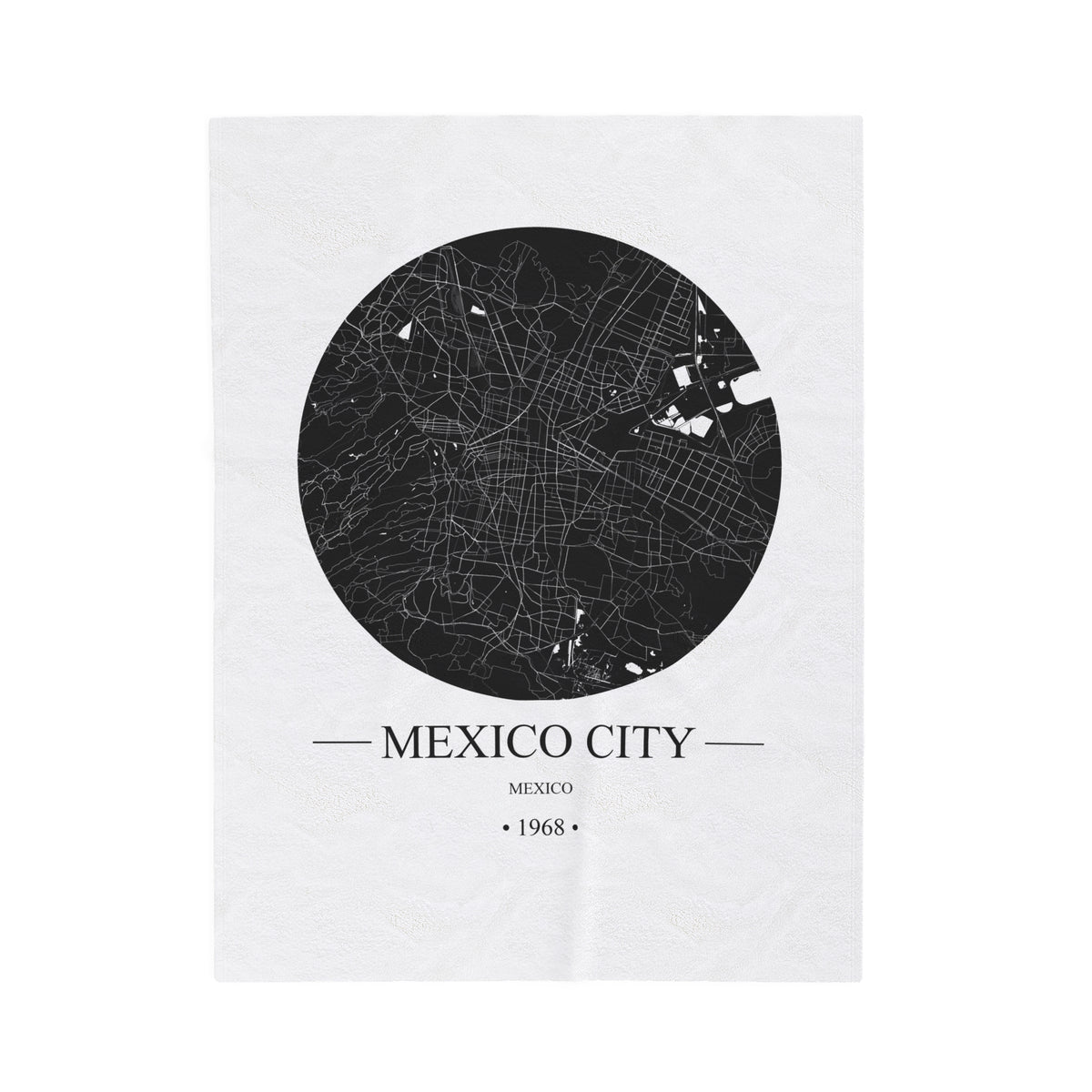 Mexico City, Mexico 1968 Olympic Host City Map Velveteen Plush Blanket