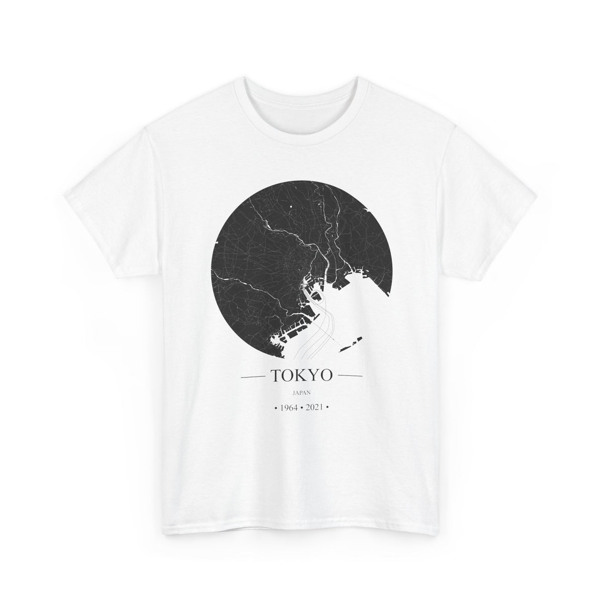 Tokyo, Japan 1964 & 2021 Olympic Host City Map Unisex Heavy Cotton Tee