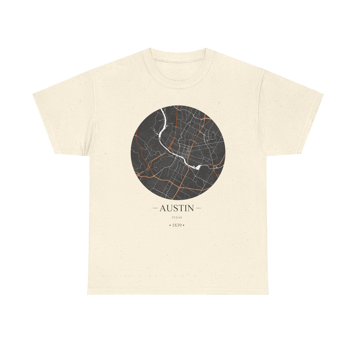Austin, Texas 1839 Founders City Map Unisex Heavy Cotton Tee, Express Delivery available
