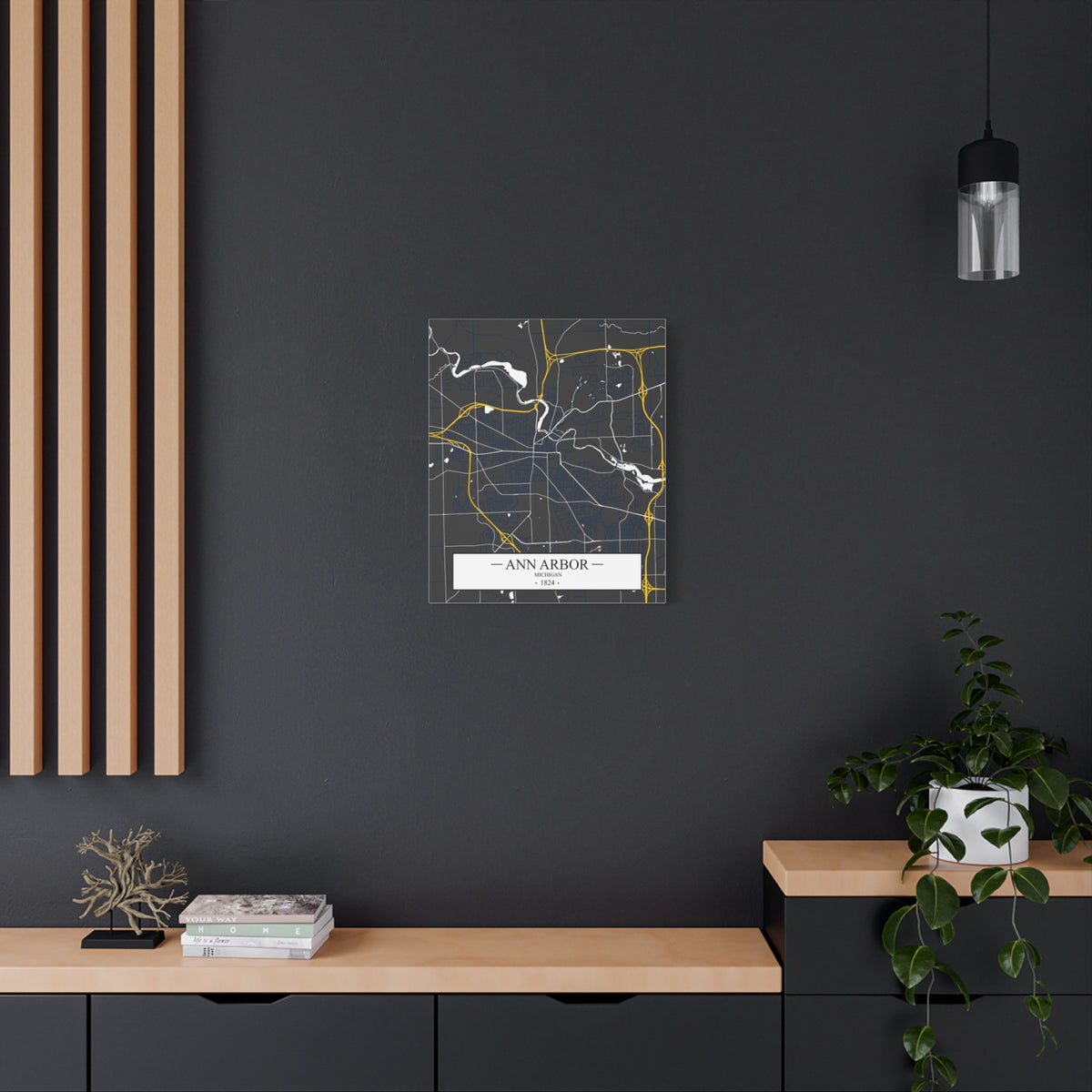 Ann Arbor, Michigan 1823 Founders City Map, Matte Canvas Print (Stretched, 1.25")