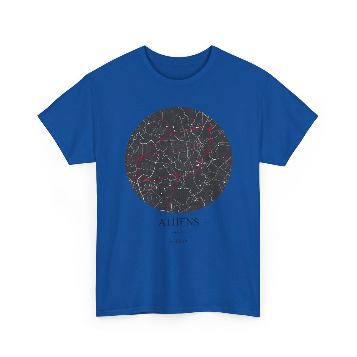 Athens, Georgia 1806 – Founders City Map – Unisex Heavy Cotton Tee, Express Delivery available