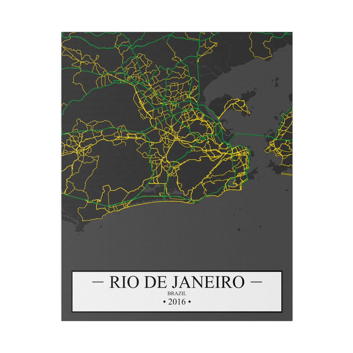 Rio De Janeiro, Brazil 2016, Color Map, Matte Canvas, Stretched, 0.75"