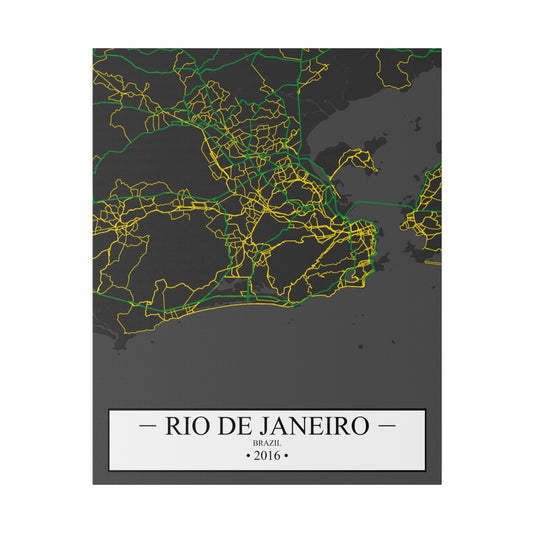 Rio De Janeiro, Brazil 2016, Color Map, Matte Canvas, Stretched, 0.75"