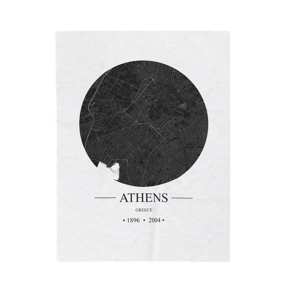 Athens, Greece 1896 & 2004 Olympic Host City Map Velveteen Plush Blanket