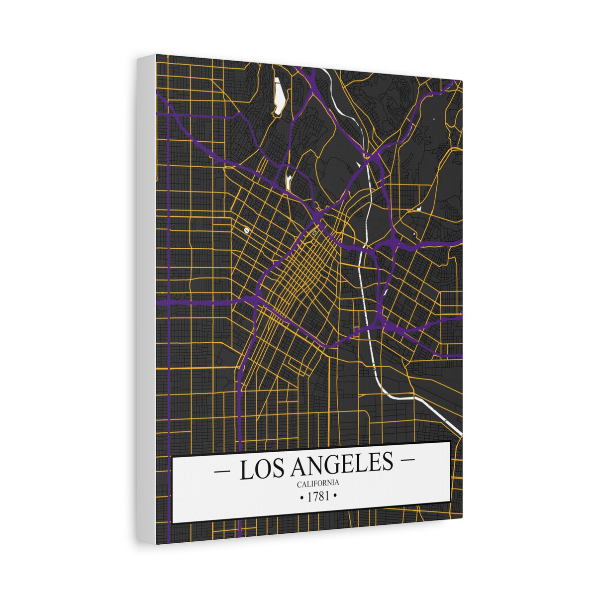 Los Angeles, California 1781 Founders City Map, Matte Canvas Print (Stretched, 1.25")