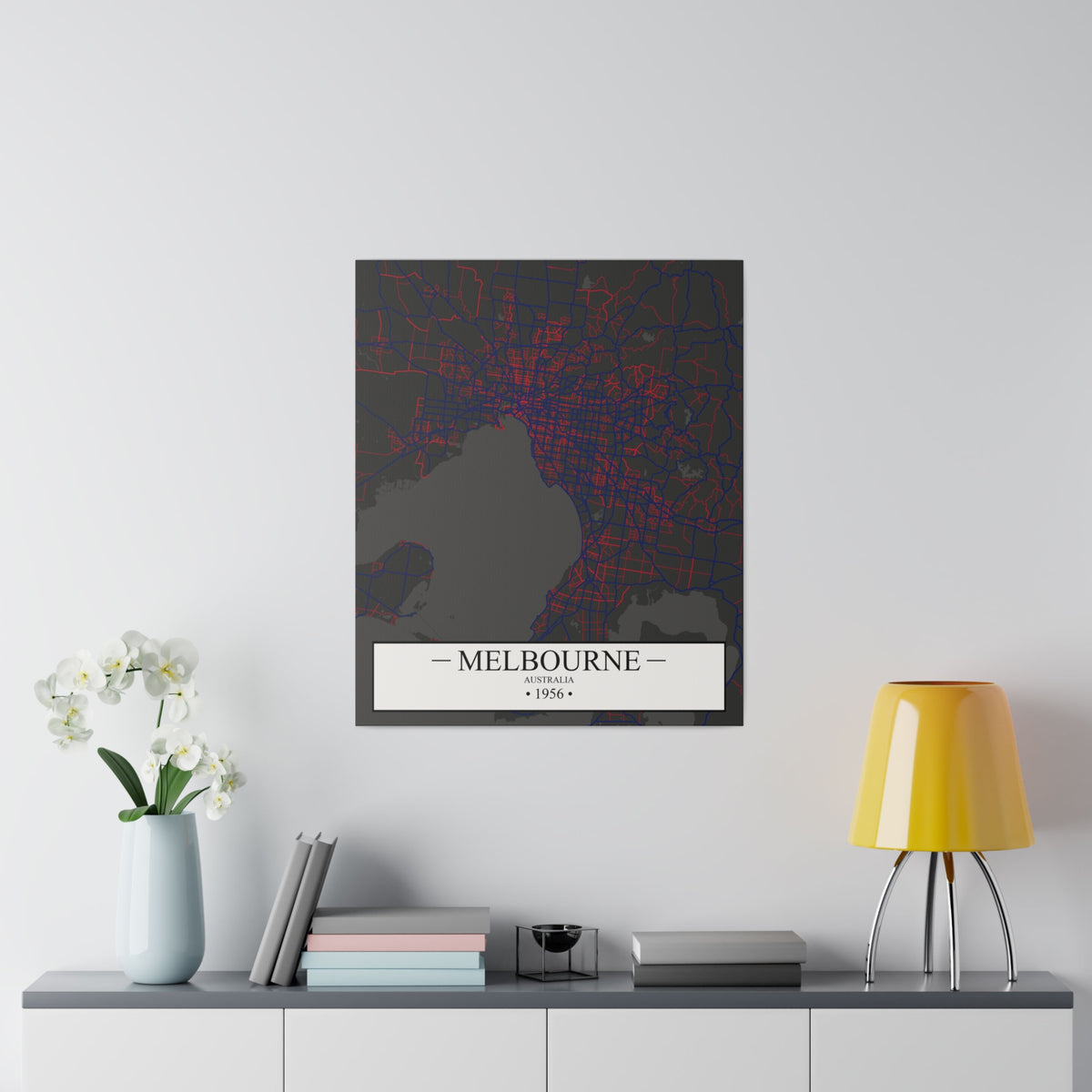 Melbourne, Australia 1956, Color Map, Matte Canvas, Stretched, 0.75"