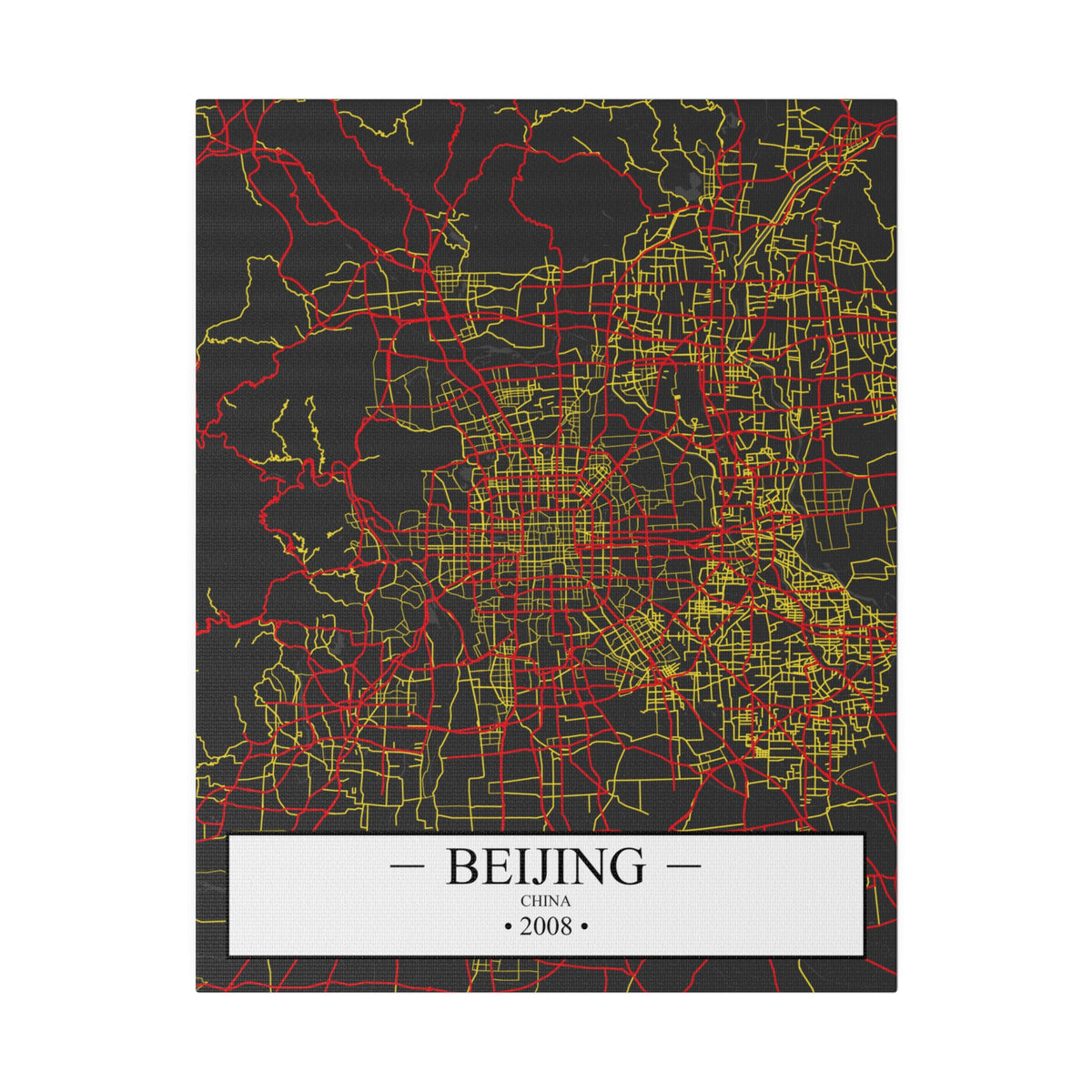 Beijing, China 2008, Color Map, Matte Canvas, Stretched, 0.75"