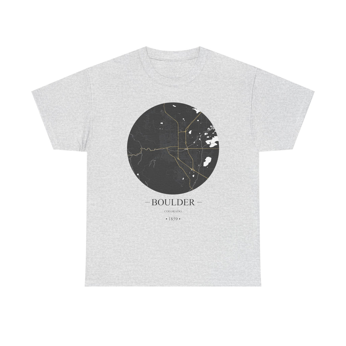 Boulder, Colorado 1859 Founders City Map Unisex Heavy Cotton Tee, Express Delivery available