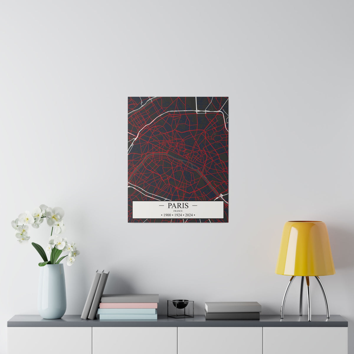 Paris, France 1900, 1924 & 2024, Color Map, Matte Canvas, Stretched, 0.75"