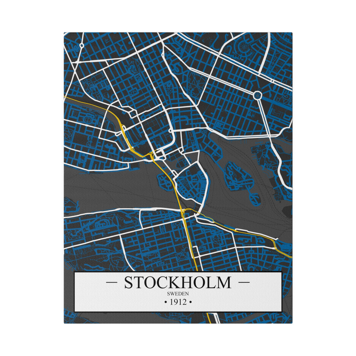 Stockholm, Sweden 1912, Color Map, Matte Canvas, Stretched, 0.75"