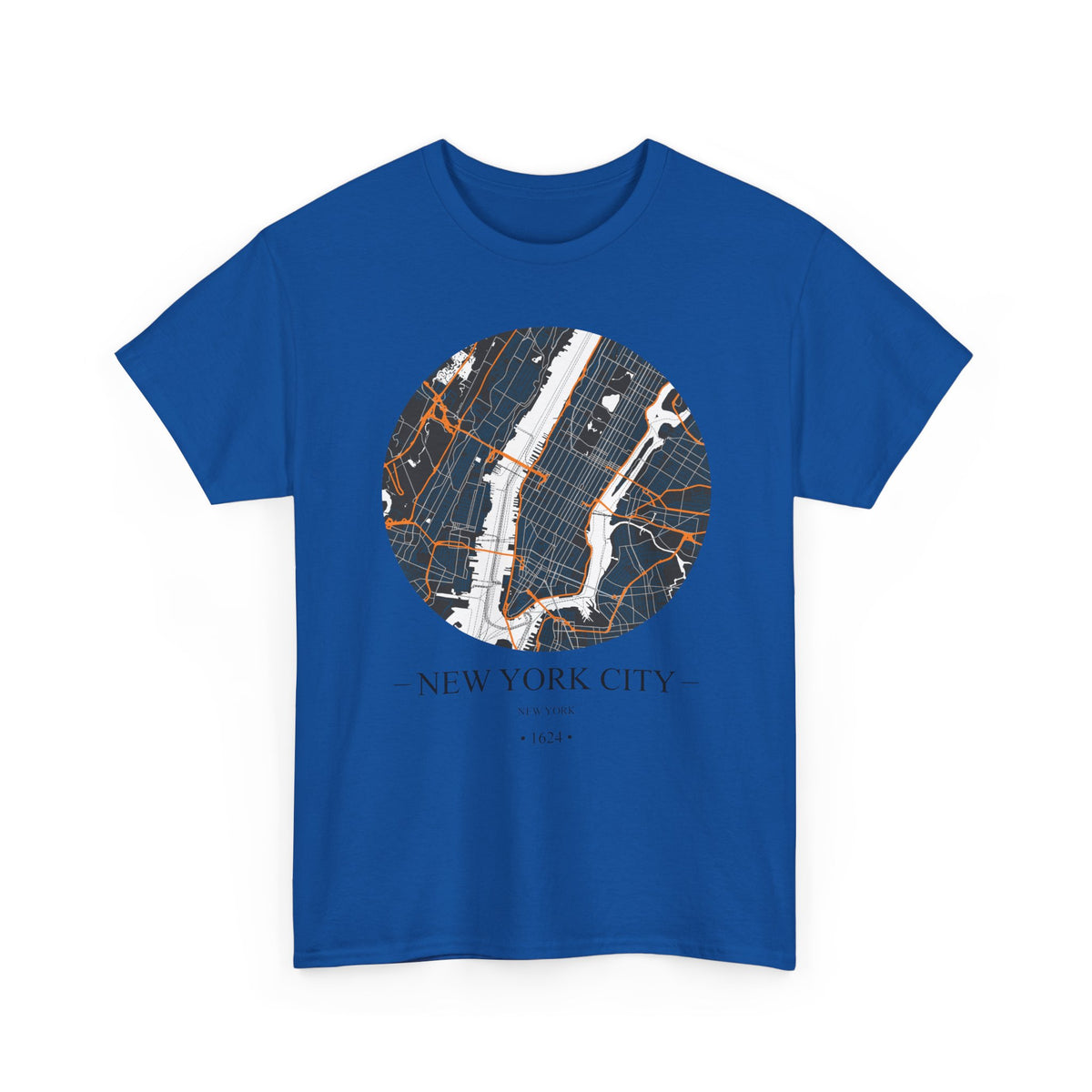 New York City, New York 1624 Founders City Map Unisex Heavy Cotton Tee, Express Delivery available