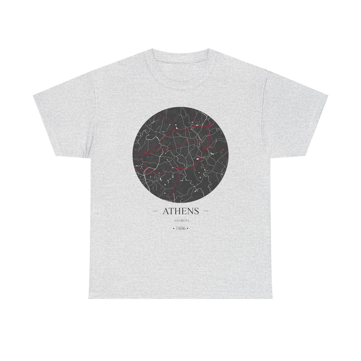 Athens, Georgia 1806 – Founders City Map – Unisex Heavy Cotton Tee, Express Delivery available