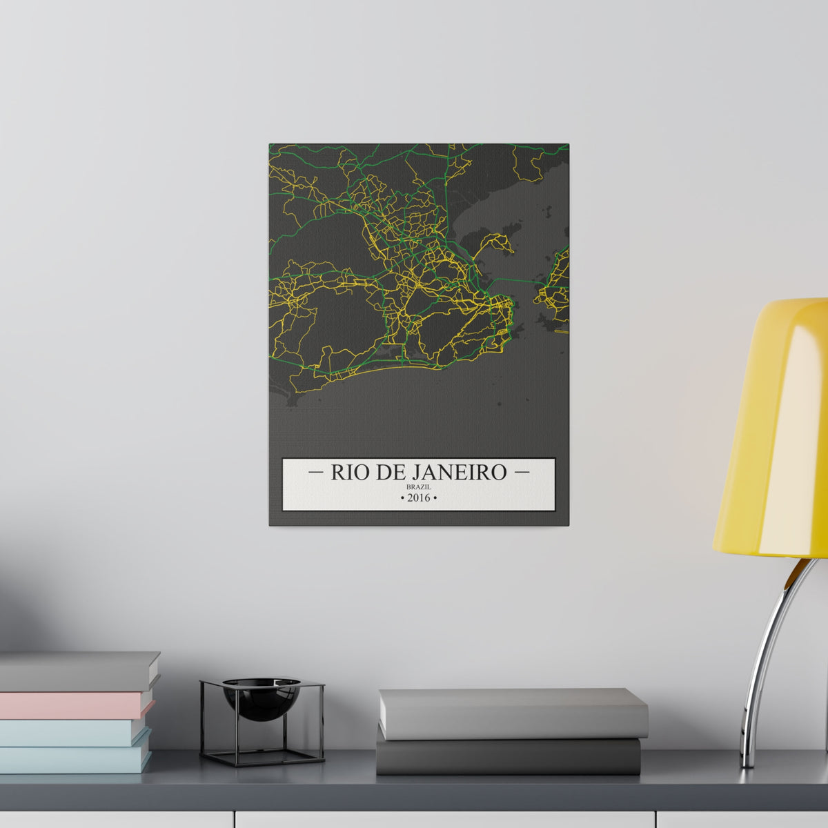 Rio De Janeiro, Brazil 2016, Color Map, Matte Canvas, Stretched, 0.75"