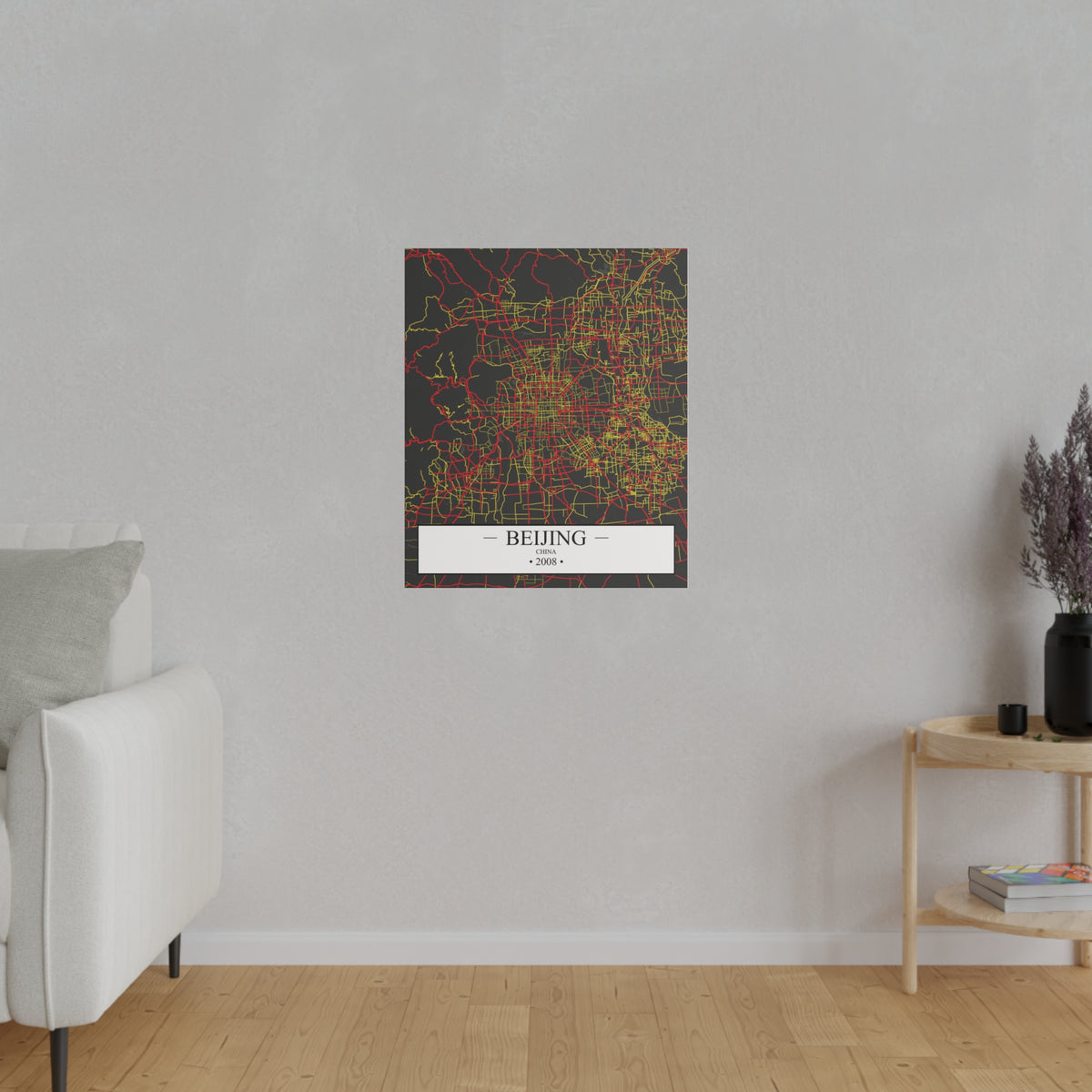 Beijing, China 2008, Color Map, Matte Canvas, Stretched, 0.75"