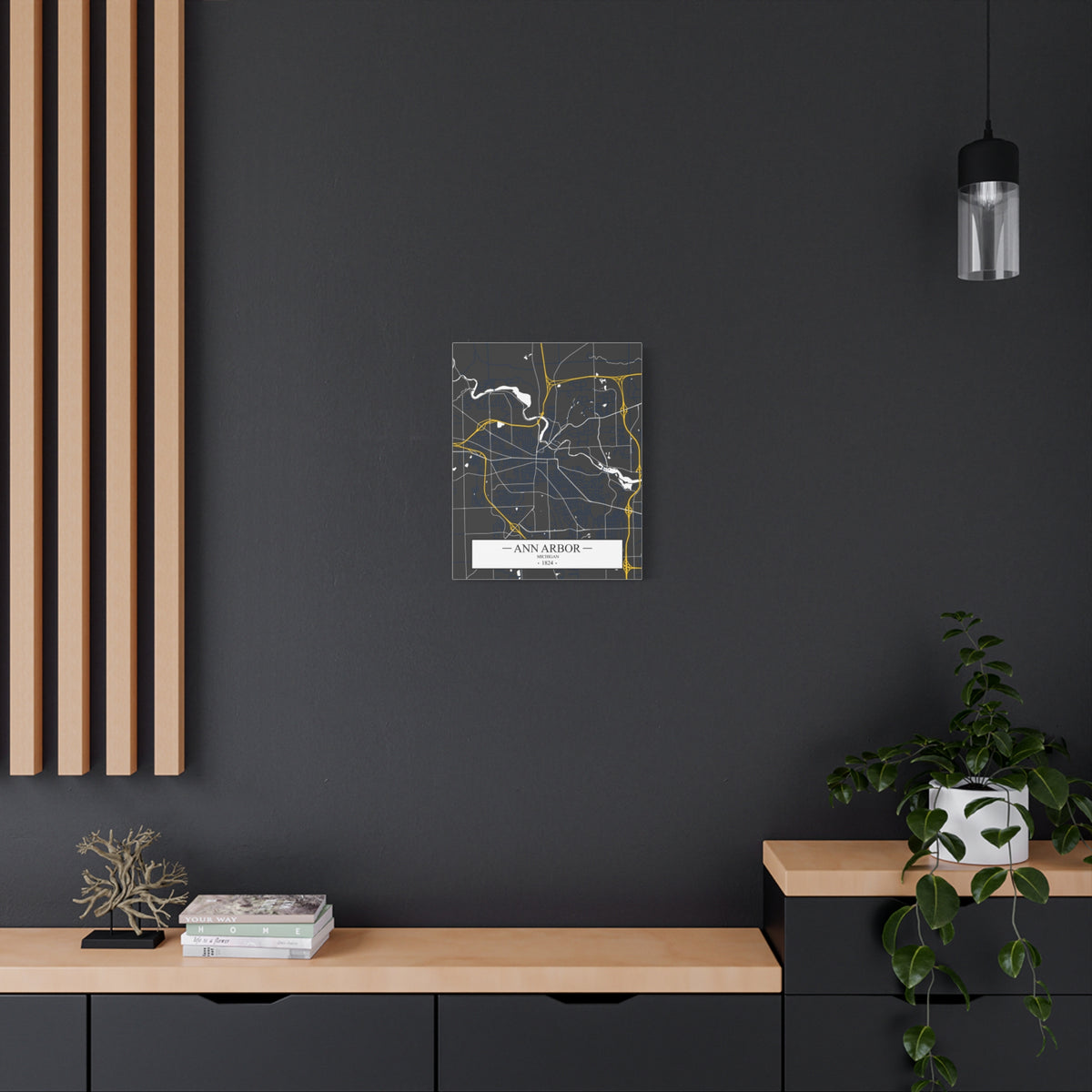 Ann Arbor, Michigan 1823 Founders City Map, Matte Canvas Print (Stretched, 1.25")
