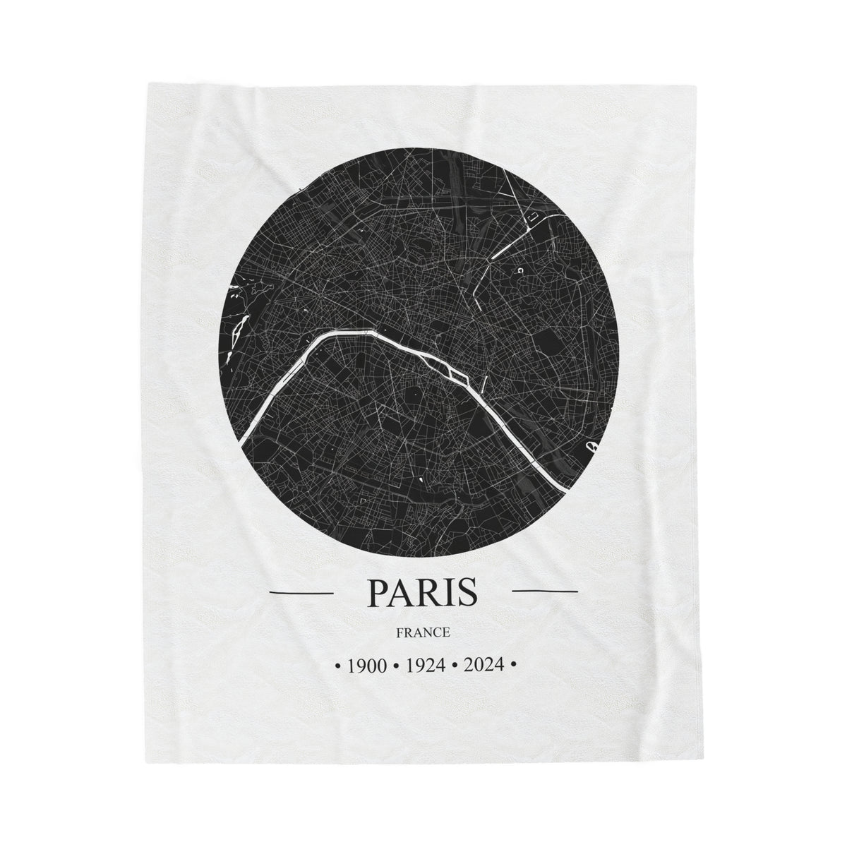 Paris, France 1900, 1924 & 2024 Olympic Host City Map Velveteen Plush Blanket