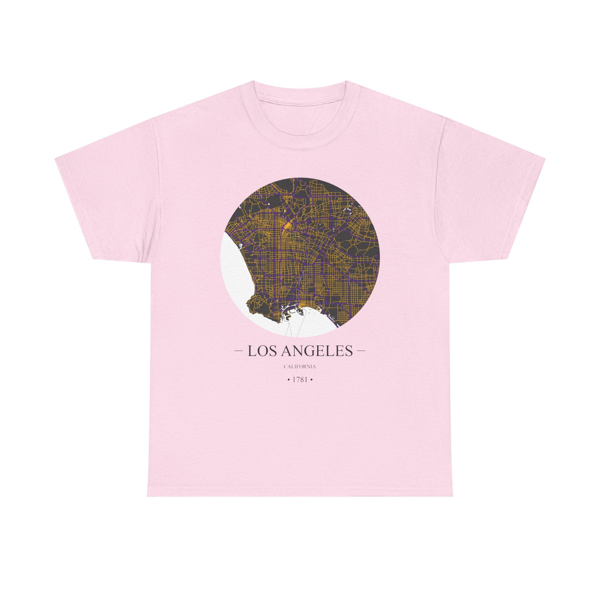 Los Angeles, California 1781 Founders City Map Unisex Heavy Cotton Tee, Express Delivery available