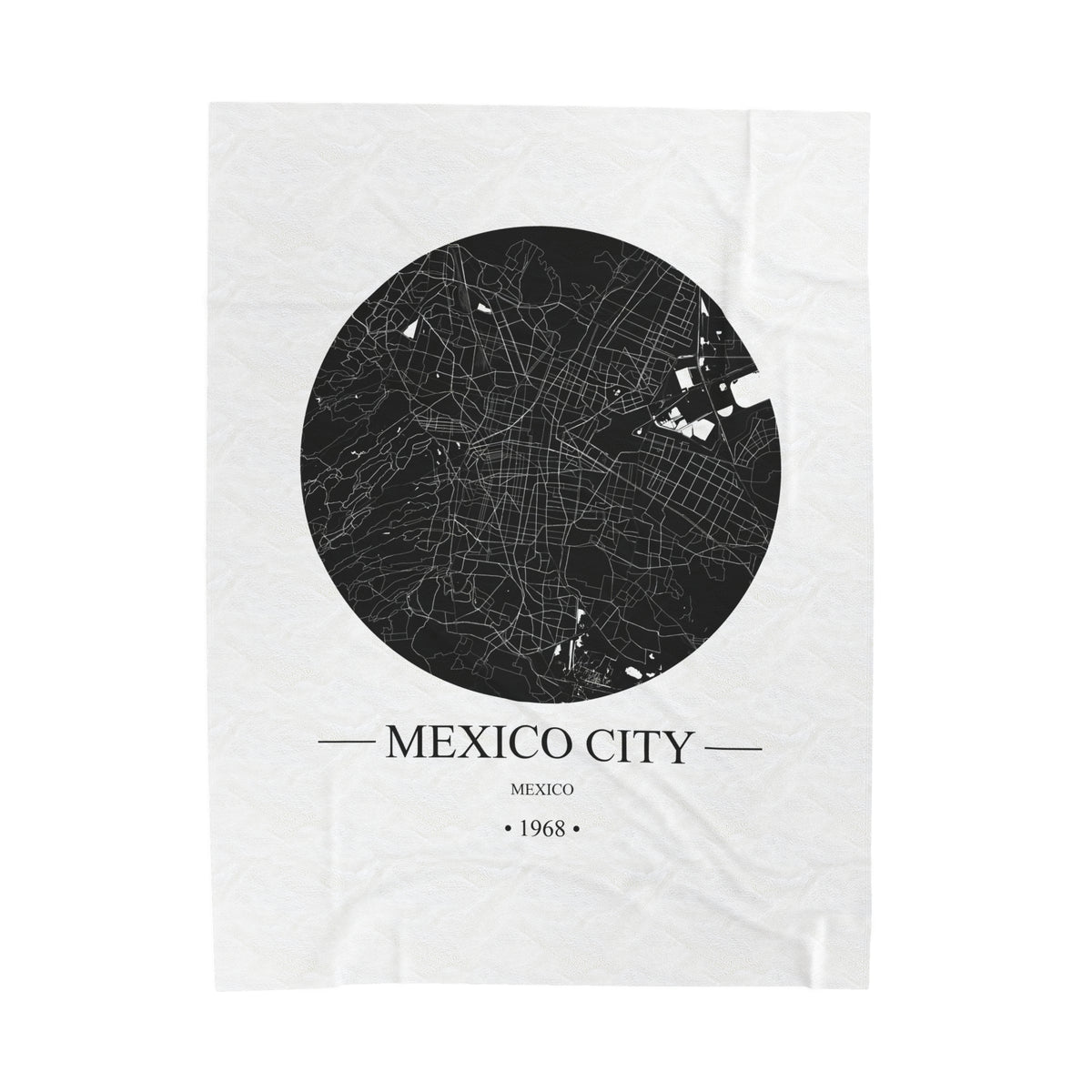 Mexico City, Mexico 1968 Olympic Host City Map Velveteen Plush Blanket
