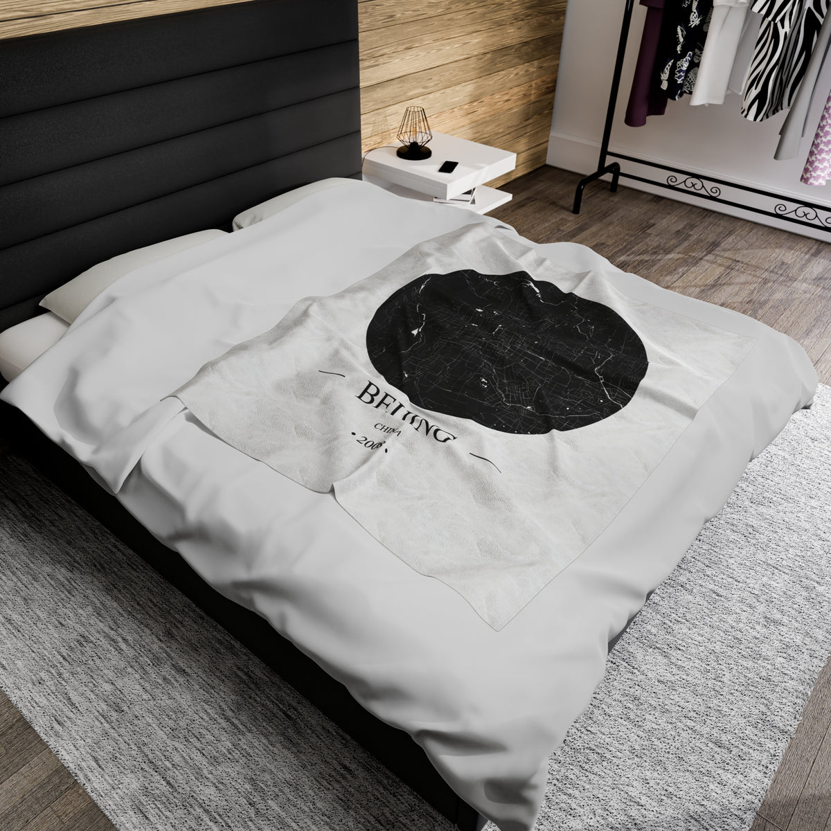 Beijing, China 2008 Olympic Host City Map Velveteen Plush Blanket
