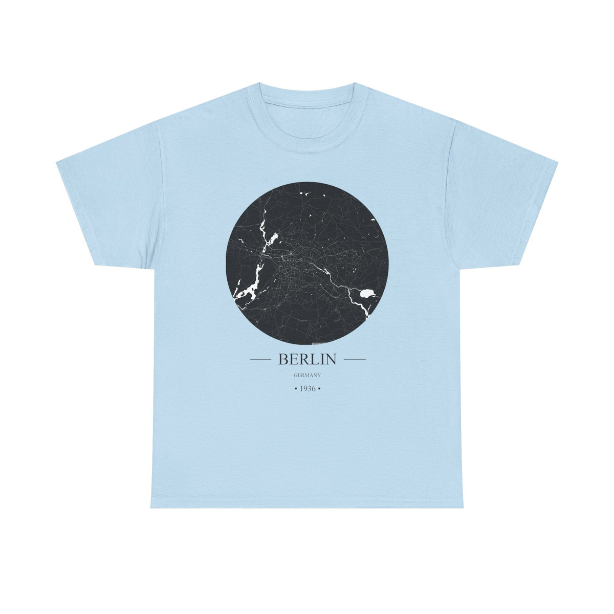 Berlin, Germany 1936 Olympic Host City Map Unisex Heavy Cotton Tee