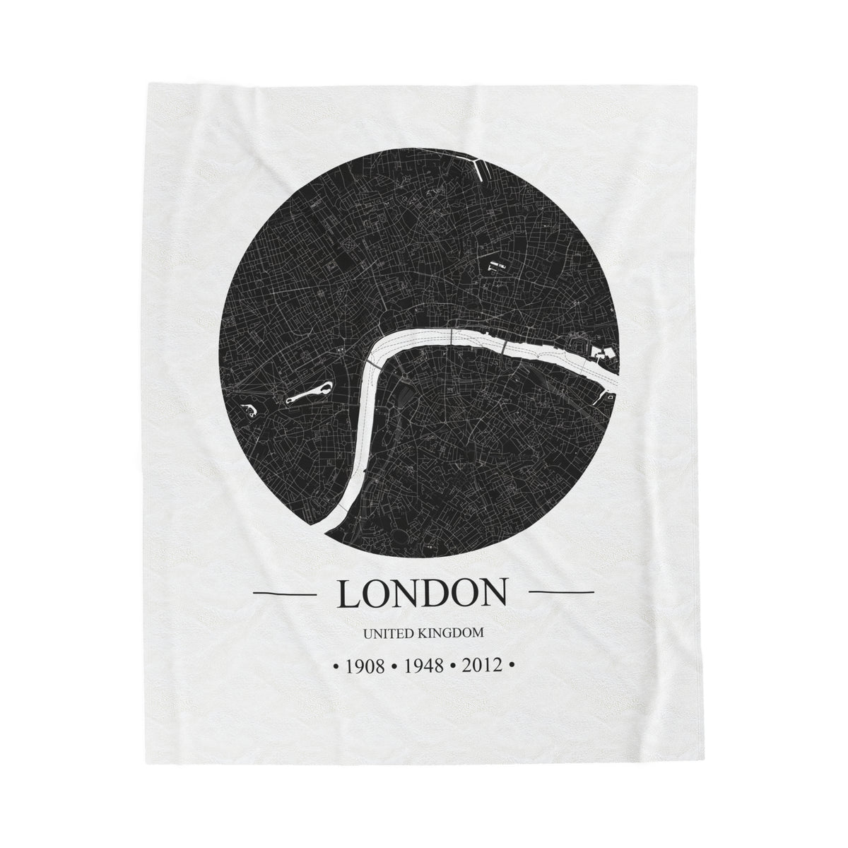 London, United Kingdom 1908, 1948 & 2012 Olympic Host City Map Velveteen Plush Blanket