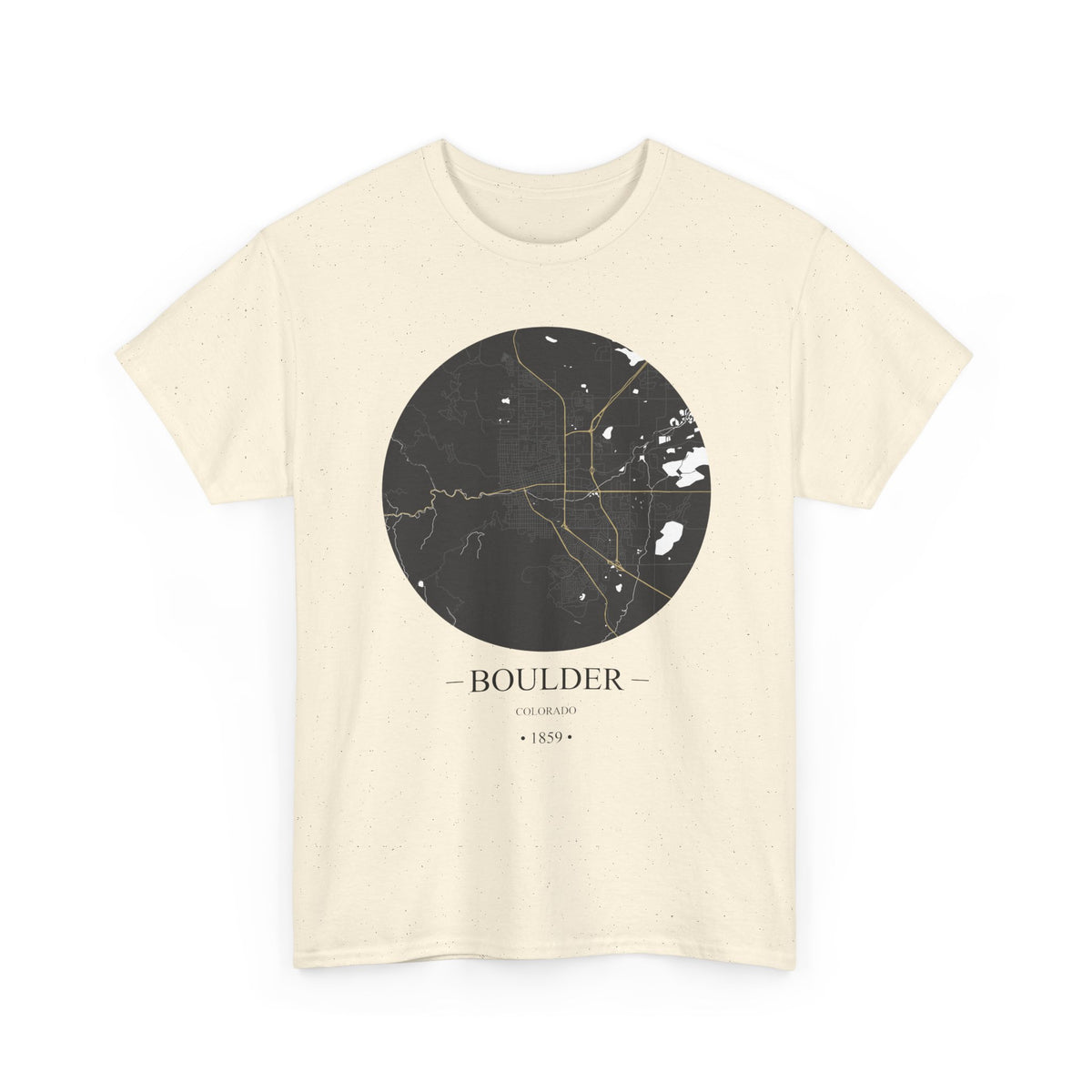 Boulder, Colorado 1859 Founders City Map Unisex Heavy Cotton Tee, Express Delivery available