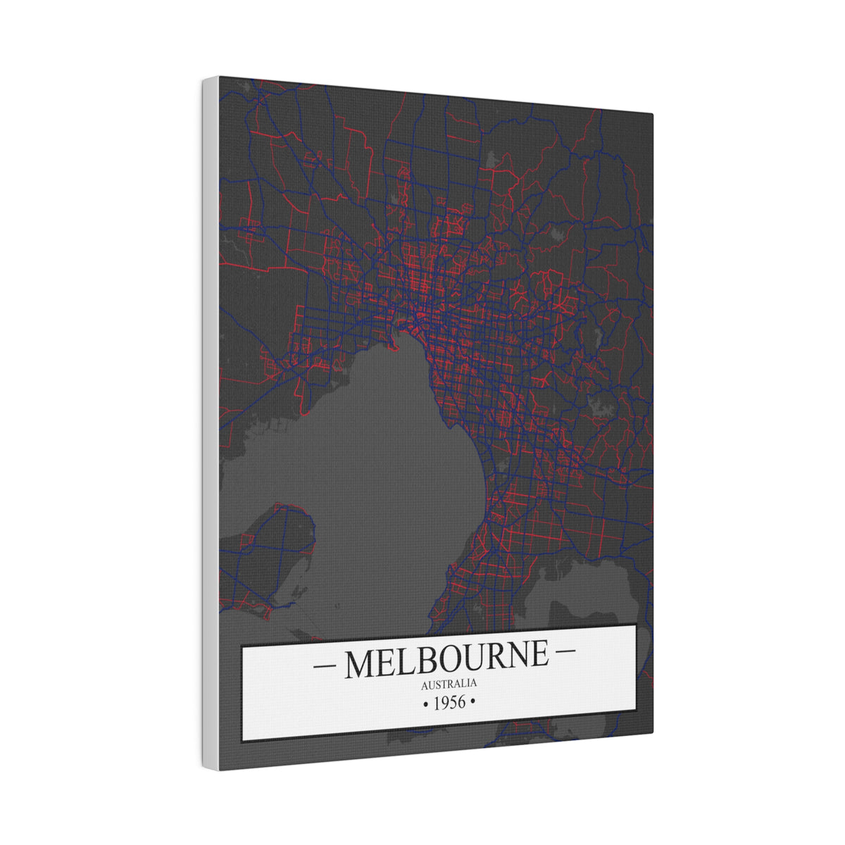 Melbourne, Australia 1956, Color Map, Matte Canvas, Stretched, 0.75"