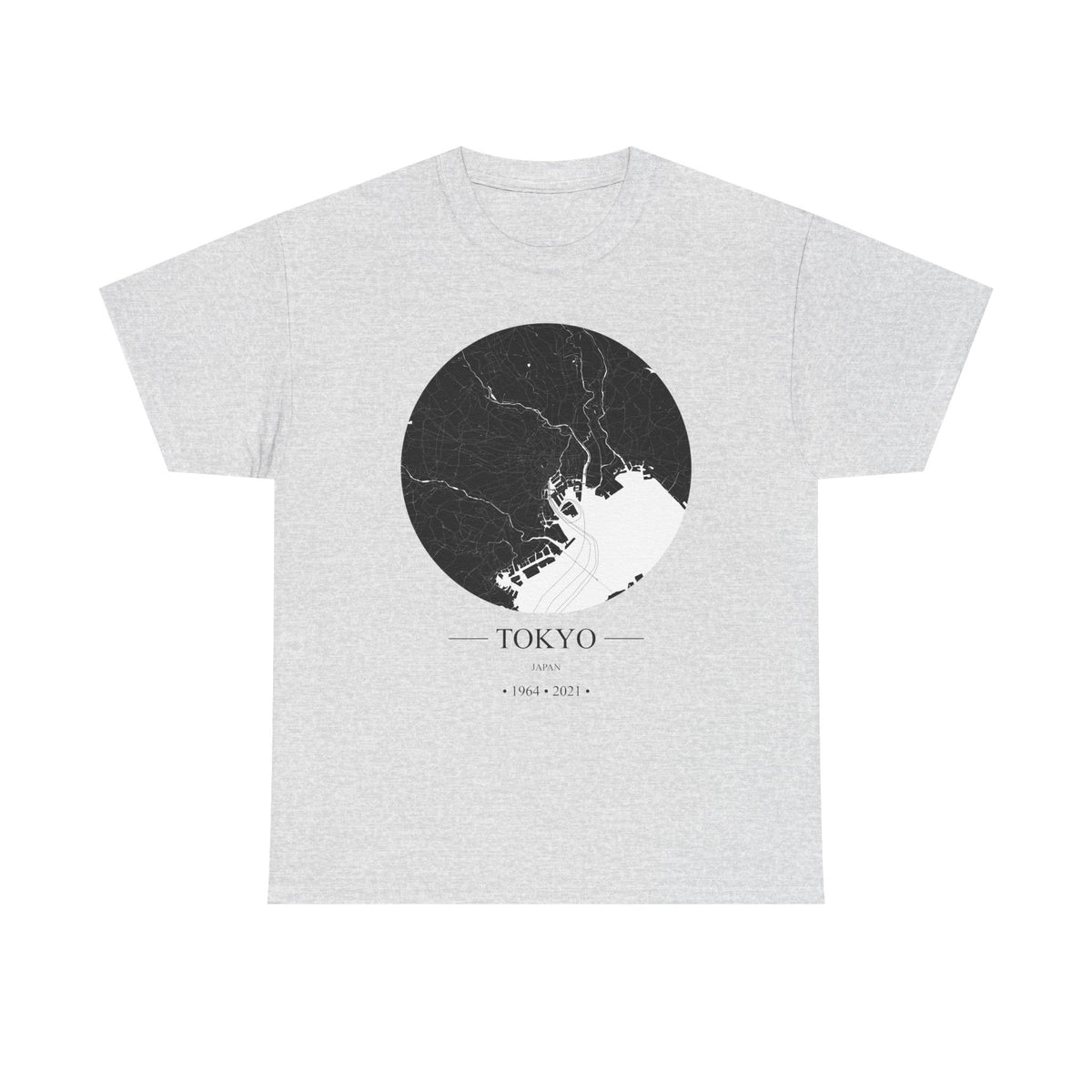Tokyo, Japan 1964 & 2021 Olympic Host City Map Unisex Heavy Cotton Tee