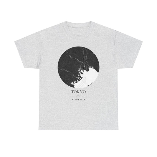 Tokyo, Japan 1964 & 2021 Olympic Host City Map Unisex Heavy Cotton Tee