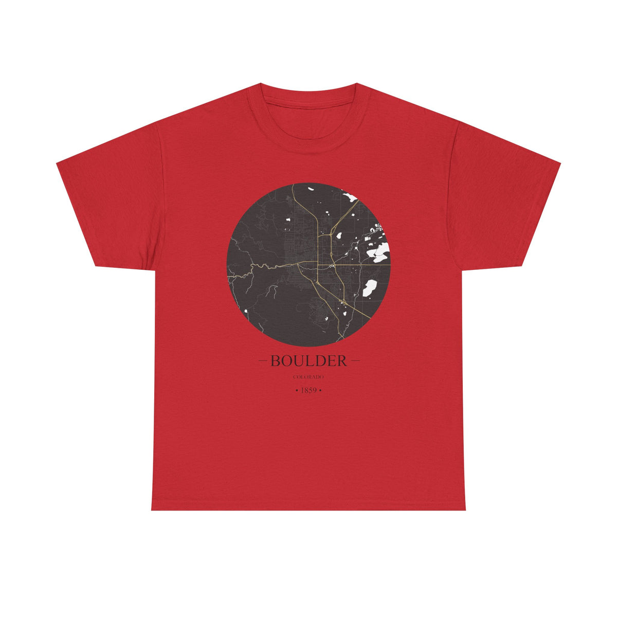 Boulder, Colorado 1859 Founders City Map Unisex Heavy Cotton Tee, Express Delivery available