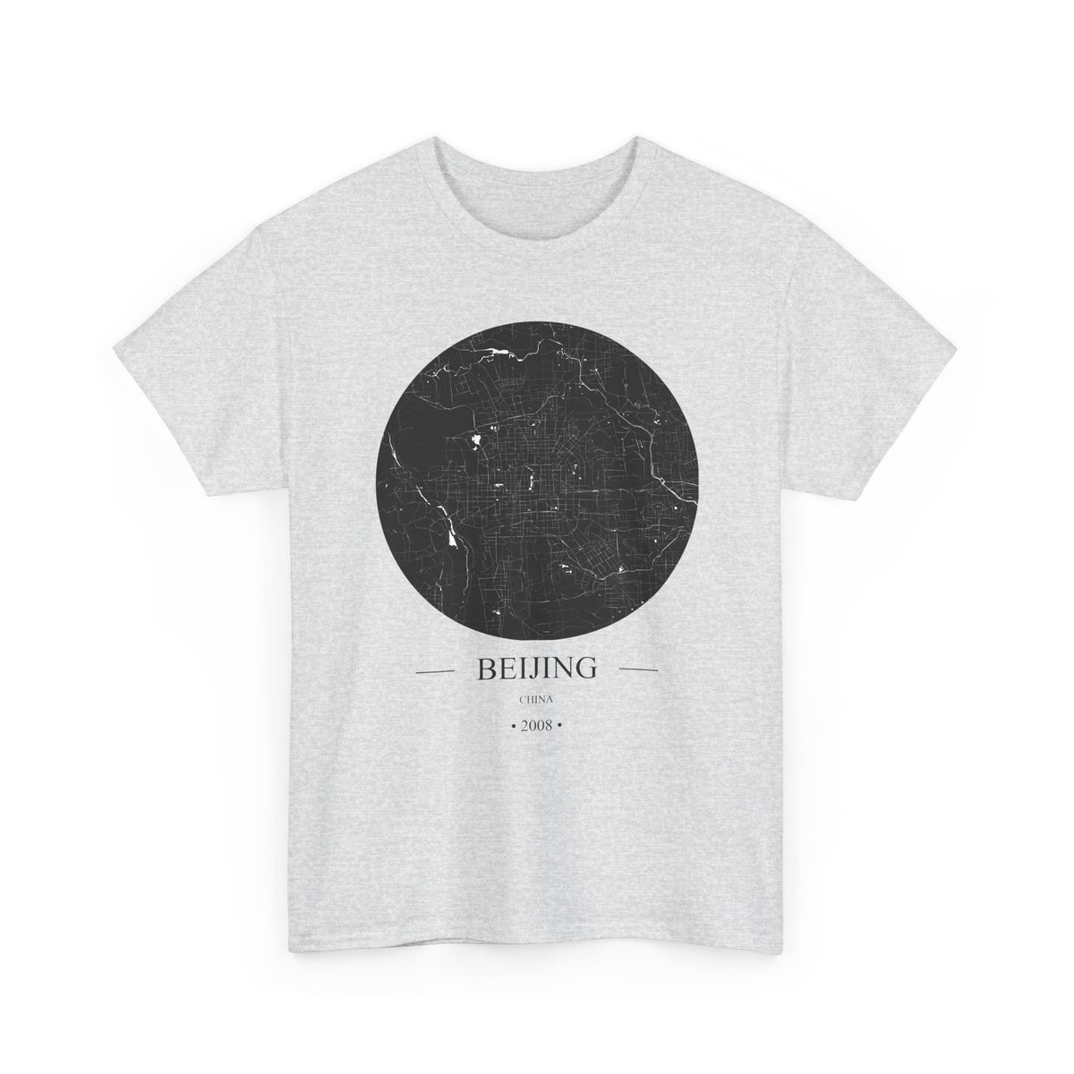 Beijing, China 2008 Olympic Host City Map Unisex Heavy Cotton Tee