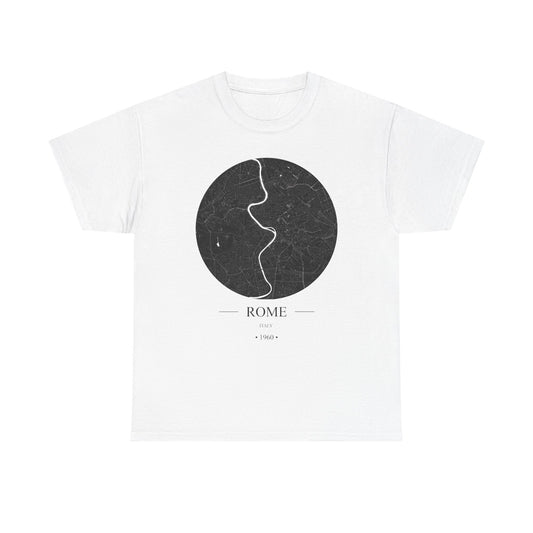 Rome, Italy 1960 Olympic Host City Map Unisex Heavy Cotton Tee