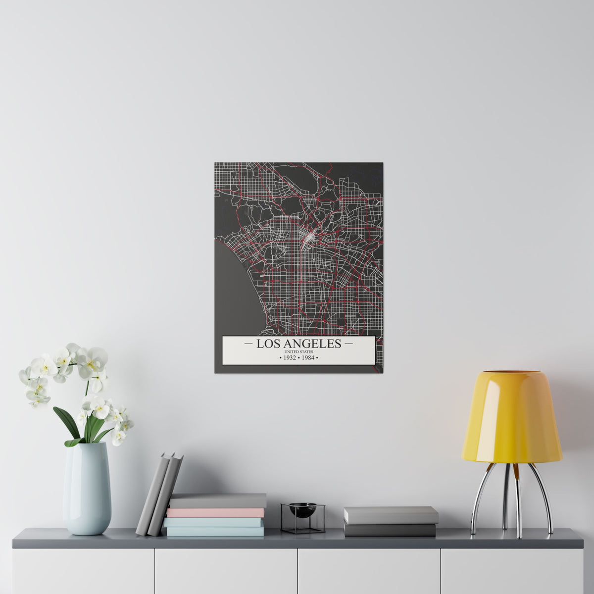 Los Angeles, United States 1932 & 1984, Color Map, Matte Canvas, Stretched, 0.75"