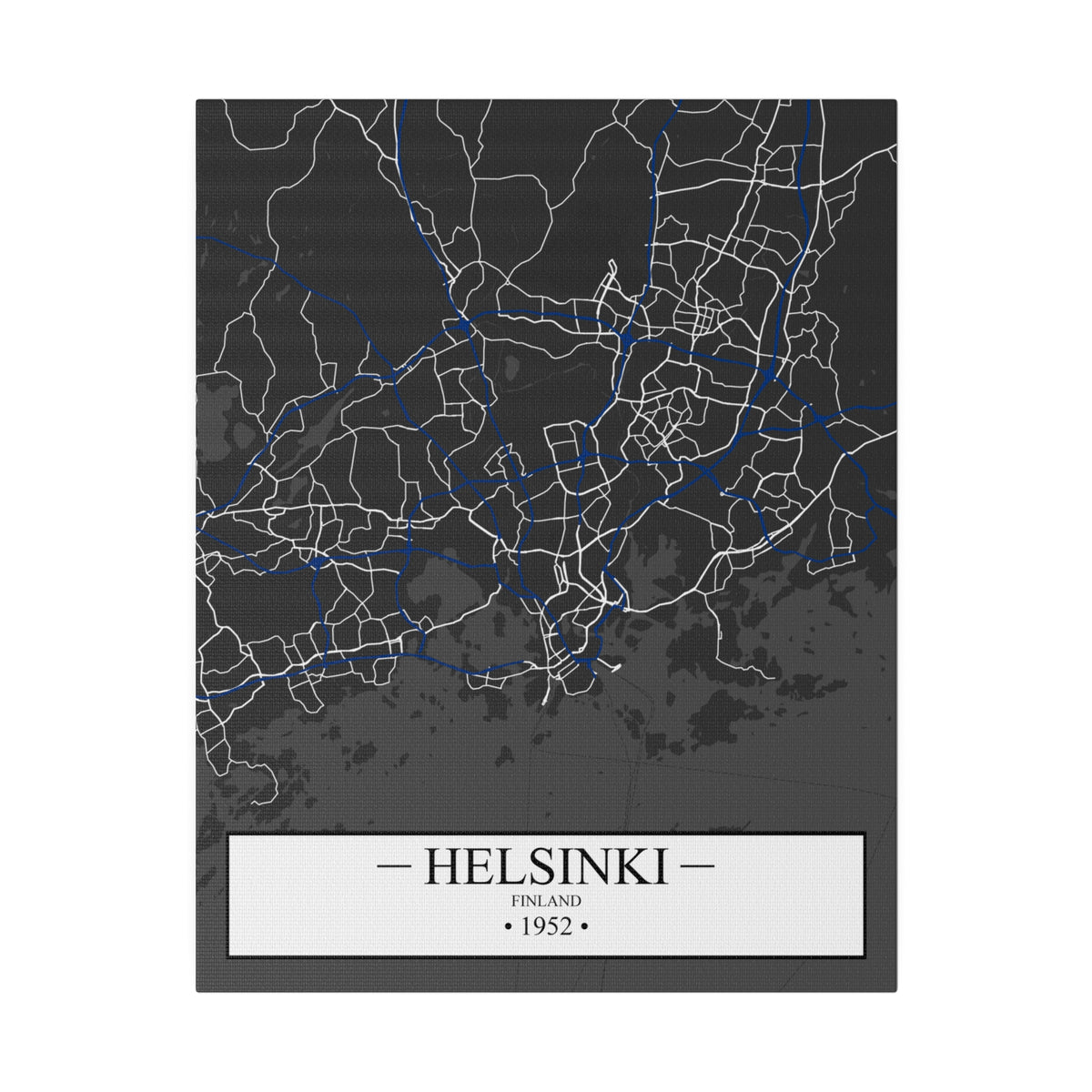 Helsinki, Finland 1952, Color Map, Matte Canvas, Stretched, 0.75"