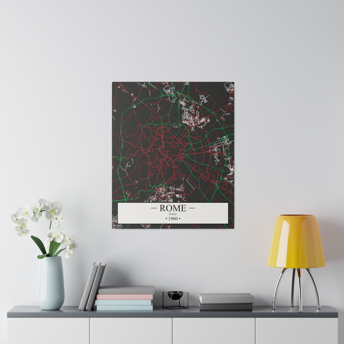 Rome, Italy 1960, Color Map, Matte Canvas, Stretched, 0.75"