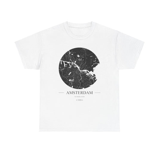 Amsterdam, Netherlands 1928 Olympic Host City Map Unisex Heavy Cotton Tee