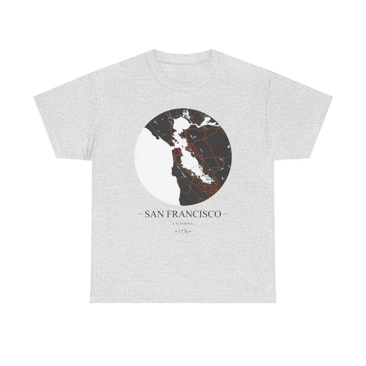 San Francisco, California 1776 Founders City Map Unisex Heavy Cotton Tee, Express Delivery available