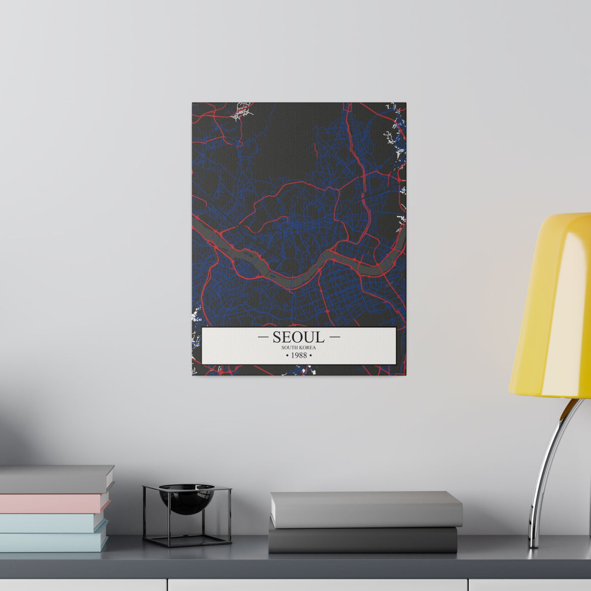 Seoul, South Korea 1988, Color Map, Matte Canvas, Stretched, 0.75"