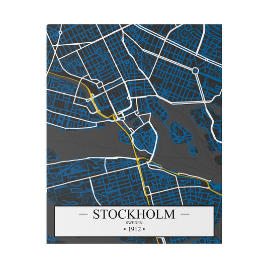 Stockholm, Sweden 1912, Color Map, Matte Canvas, Stretched, 0.75"
