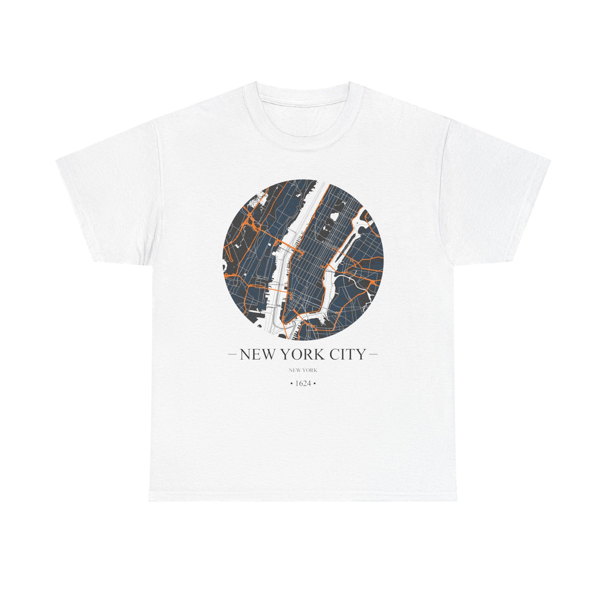 New York City, New York 1624 Founders City Map Unisex Heavy Cotton Tee, Express Delivery available