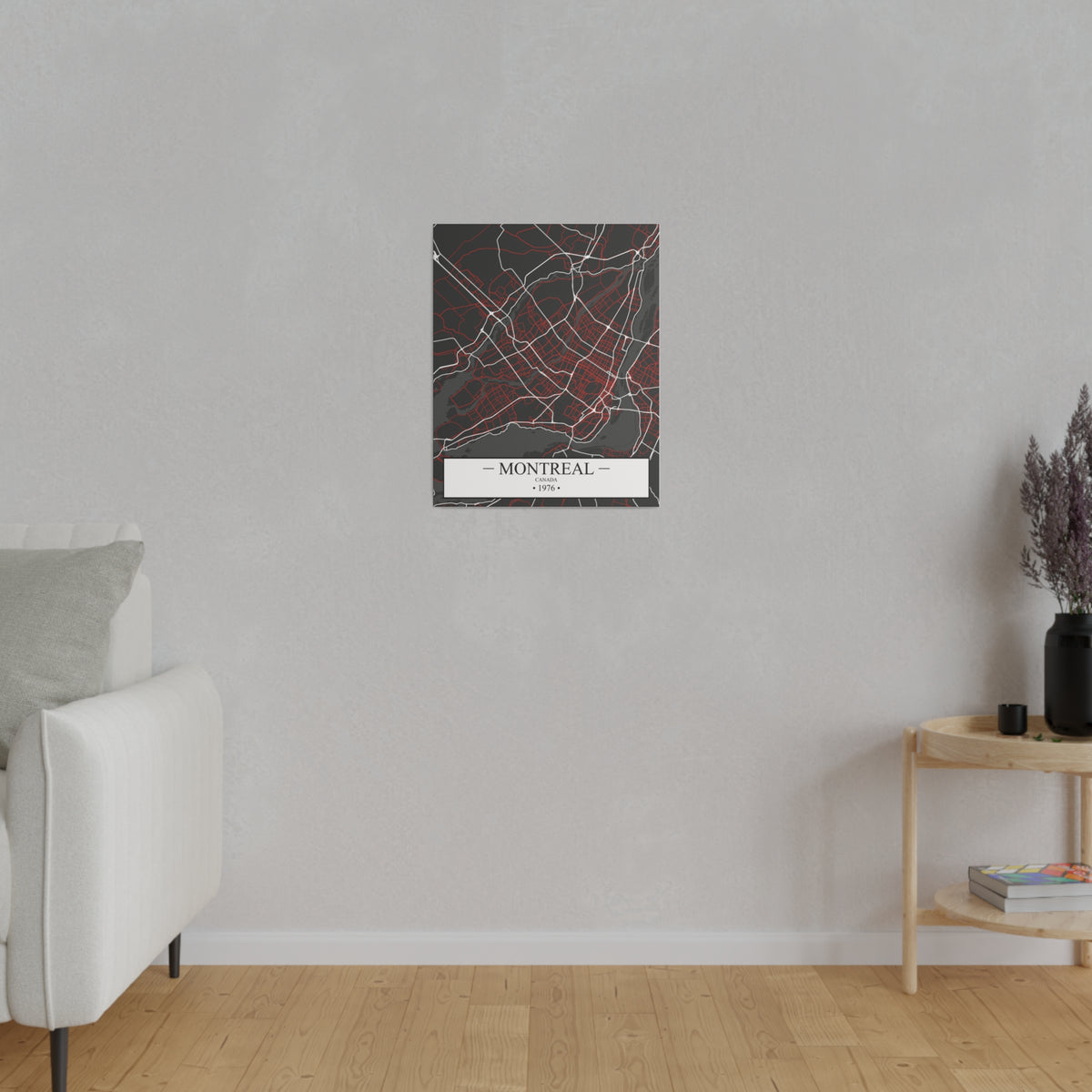 Montreal, Canada 1976, Color Map, Matte Canvas, Stretched, 0.75"