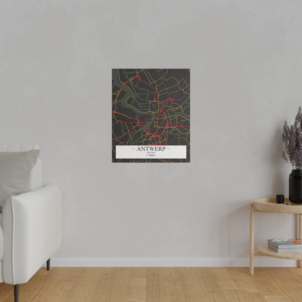Antwerp, Belgium 1920, Color Map, Matte Canvas, Stretched, 0.75"