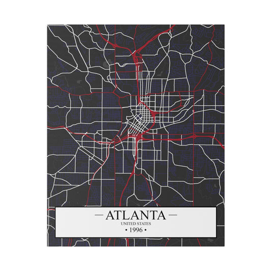 Atlanta, United States 1996, Color Map, Matte Canvas, Stretched, 0.75"