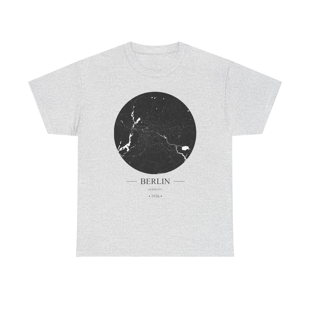 Berlin, Germany 1936 Olympic Host City Map Unisex Heavy Cotton Tee