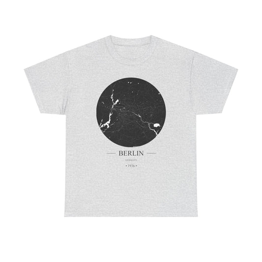 Berlin, Germany 1936 Olympic Host City Map Unisex Heavy Cotton Tee